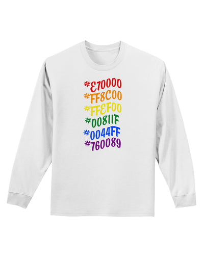 TooLoud Pride Flag Hex Code Adult Long Sleeve Shirt-Long Sleeve Shirt-TooLoud-White-Small-Davson Sales