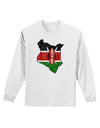 Kenya Flag Silhouette Distressed Adult Long Sleeve Shirt-Long Sleeve Shirt-TooLoud-White-Small-Davson Sales