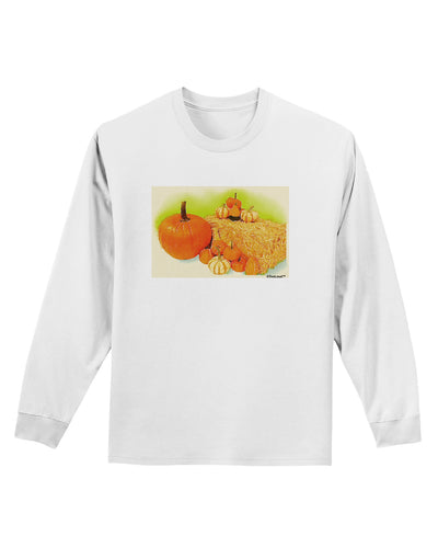 Fall Pumpkin Scene Adult Long Sleeve Shirt-Long Sleeve Shirt-TooLoud-White-Small-Davson Sales