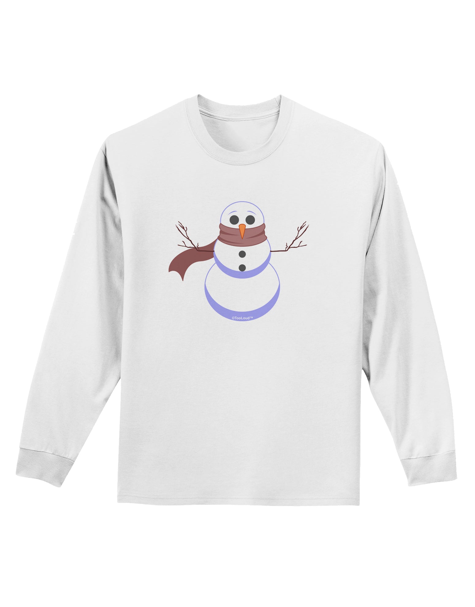 Snowman with Scarf Design Adult Long Sleeve Shirt-Long Sleeve Shirt-TooLoud-White-Small-Davson Sales