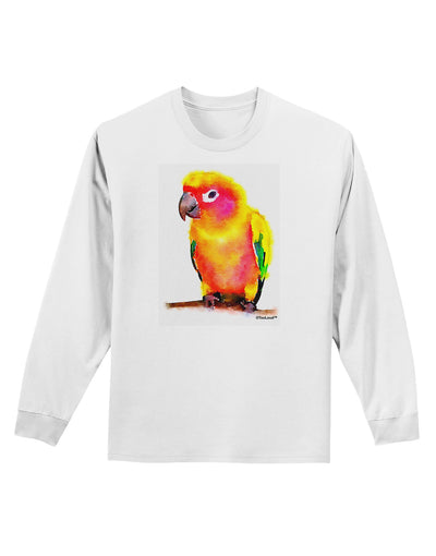 Sun Conure Parrot Watercolor Adult Long Sleeve Shirt-Long Sleeve Shirt-TooLoud-White-Small-Davson Sales