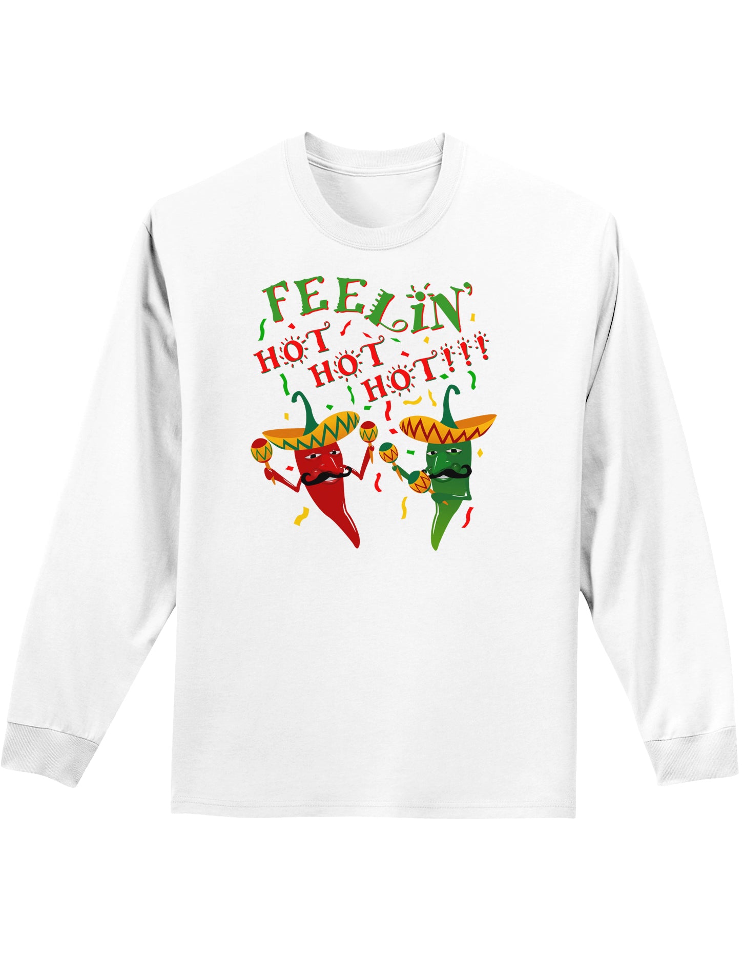 Feelin Hot Hot Hot Chili Peppers Adult Long Sleeve Shirt-Long Sleeve Shirt-TooLoud-White-Small-Davson Sales
