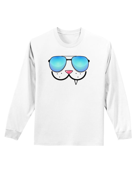 Kyu-T Face - Snaggle Cool Sunglasses Adult Long Sleeve Shirt-Long Sleeve Shirt-TooLoud-White-Small-Davson Sales