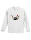 Bowling Ball with Pins Adult Long Sleeve Shirt-Long Sleeve Shirt-TooLoud-White-Small-Davson Sales