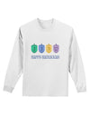 Happy Hanukkah Dreidels Adult Long Sleeve Shirt-Long Sleeve Shirt-TooLoud-White-Small-Davson Sales