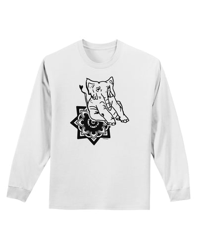 TooLoud Mandala Baby Elephant Adult Long Sleeve Shirt-Long Sleeve Shirt-TooLoud-White-Small-Davson Sales