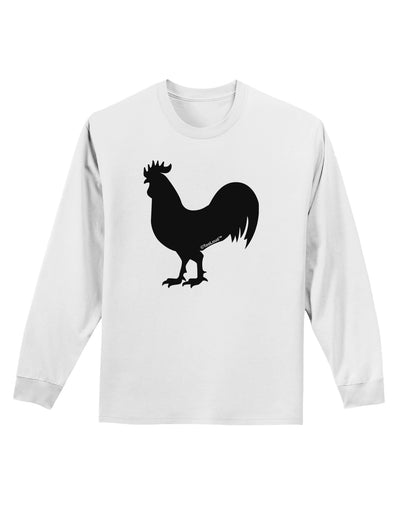 Rooster Silhouette Design Adult Long Sleeve Shirt-Long Sleeve Shirt-TooLoud-White-Small-Davson Sales