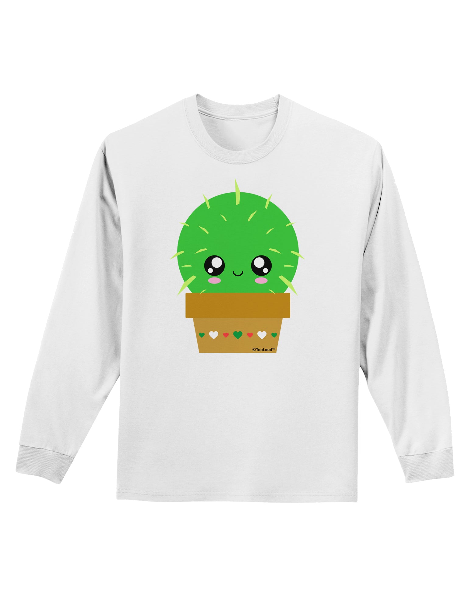 Cute Cactus Design Adult Long Sleeve Shirt by TooLoud-Long Sleeve Shirt-TooLoud-White-Small-Davson Sales