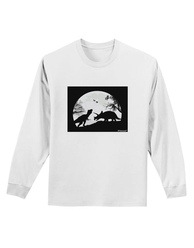 T-Rex and Triceratops Silhouettes Design Adult Long Sleeve Shirt by TooLoud-Long Sleeve Shirt-TooLoud-White-Small-Davson Sales