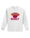 Cute Gobble Turkey Pink Adult Long Sleeve Shirt-Long Sleeve Shirt-TooLoud-White-Small-Davson Sales