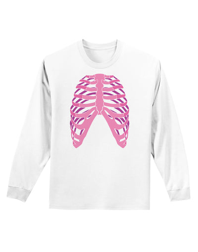 Human Pink Skeleton Bones Ribcage Adult Long Sleeve Shirt-Long Sleeve Shirt-TooLoud-White-Small-Davson Sales