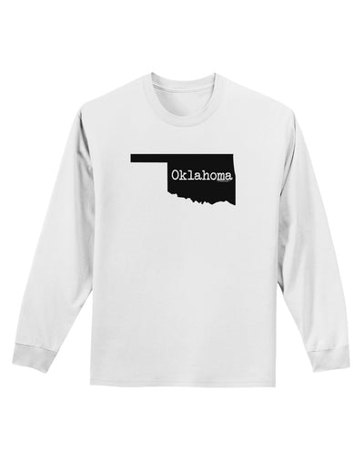 Oklahoma - United States Shape Adult Long Sleeve Shirt by TooLoud-Long Sleeve Shirt-TooLoud-White-Small-Davson Sales