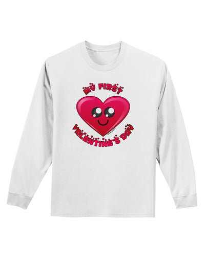 My First Valentine's Day Adult Long Sleeve Shirt-Long Sleeve Shirt-TooLoud-White-Small-Davson Sales