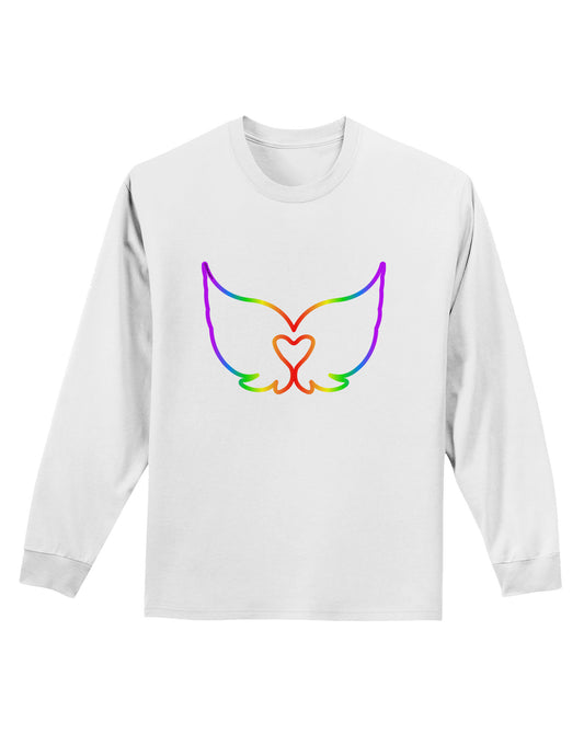 Cute Rainbow Angel Wings Heart Adult Long Sleeve Shirt-Long Sleeve Shirt-TooLoud-White-Small-Davson Sales