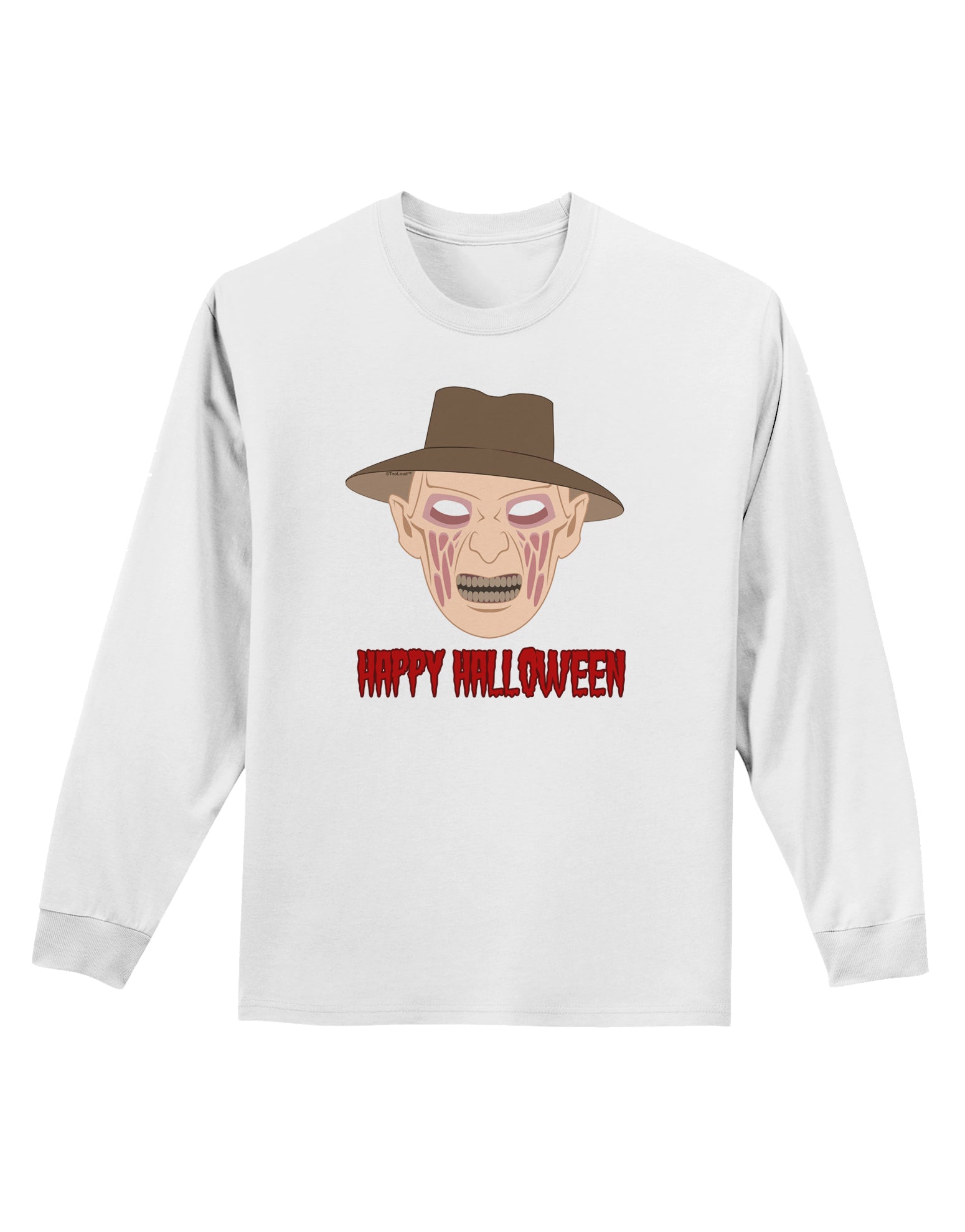 Scary Face With a Hat - Happy Halloween Adult Long Sleeve Shirt-Long Sleeve Shirt-TooLoud-White-Small-Davson Sales