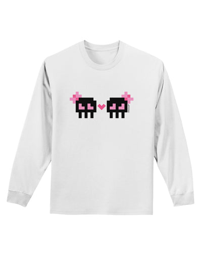 8-Bit Skull Love - Girl and Girl Adult Long Sleeve Shirt-Long Sleeve Shirt-TooLoud-White-Small-Davson Sales