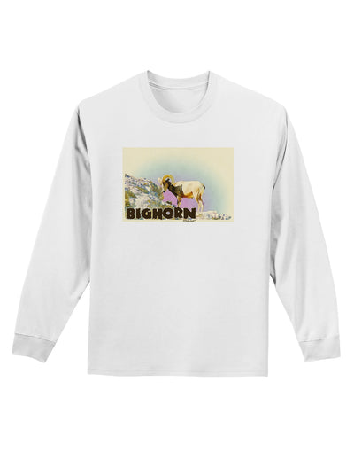 Bighorn Ram WatercolorText Adult Long Sleeve Shirt-Long Sleeve Shirt-TooLoud-White-Small-Davson Sales