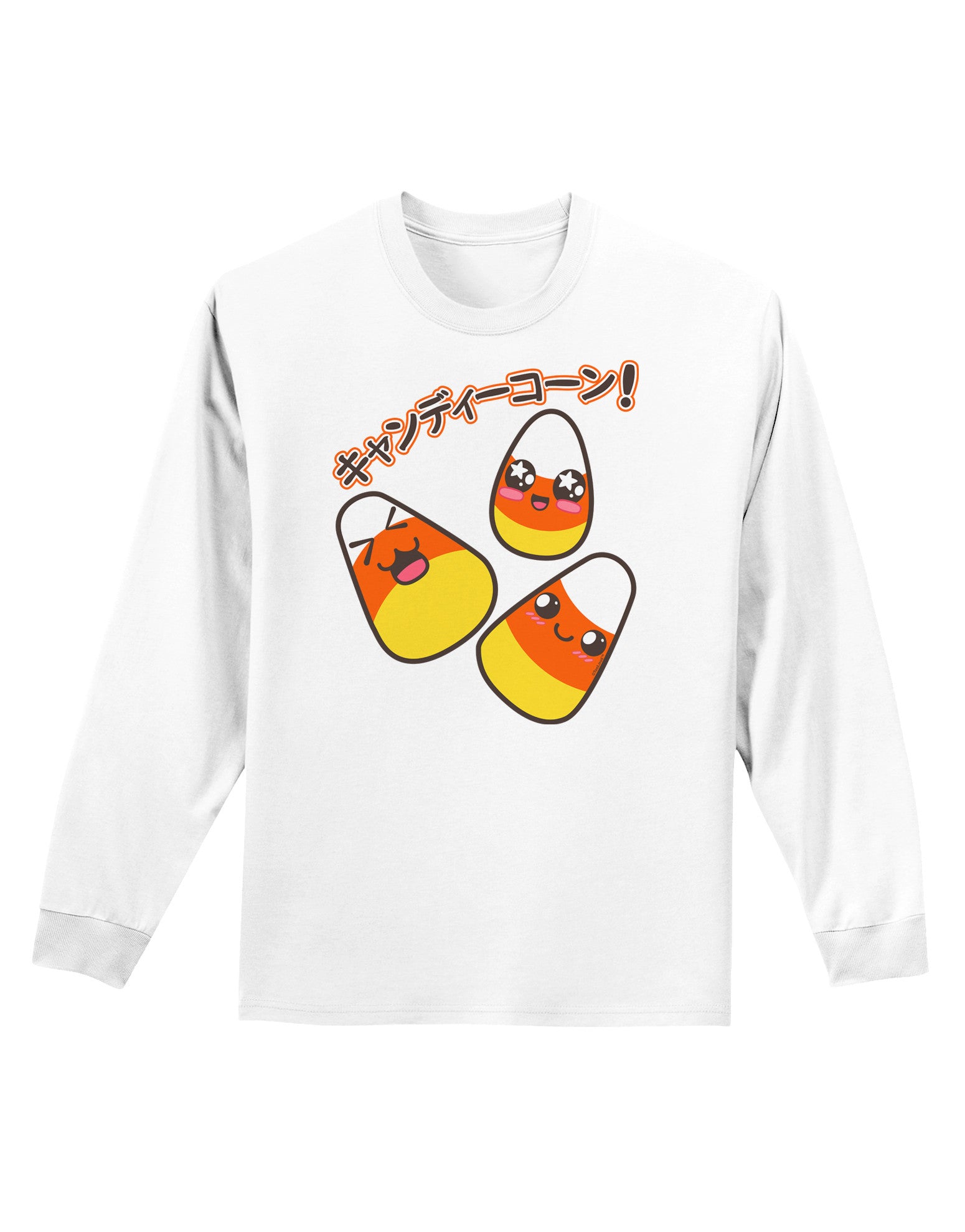 Japanese Kawaii Candy Corn Halloween Adult Long Sleeve Shirt-Long Sleeve Shirt-TooLoud-White-Small-Davson Sales