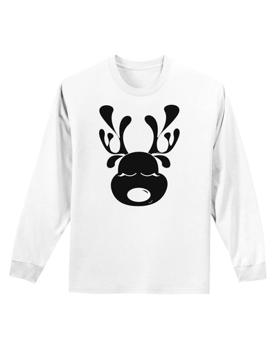 Cute Black Reindeer Face Christmas Adult Long Sleeve Shirt-Long Sleeve Shirt-TooLoud-White-Small-Davson Sales