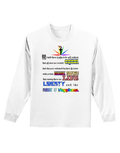 Equality Life Liberty Pursuit of Happiness Adult Long Sleeve Shirt-Long Sleeve Shirt-TooLoud-White-Small-Davson Sales