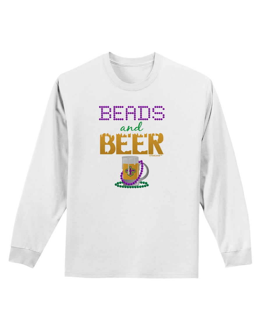 Beads And Beer Adult Long Sleeve Shirt-Long Sleeve Shirt-TooLoud-White-XXXX-Large-Davson Sales