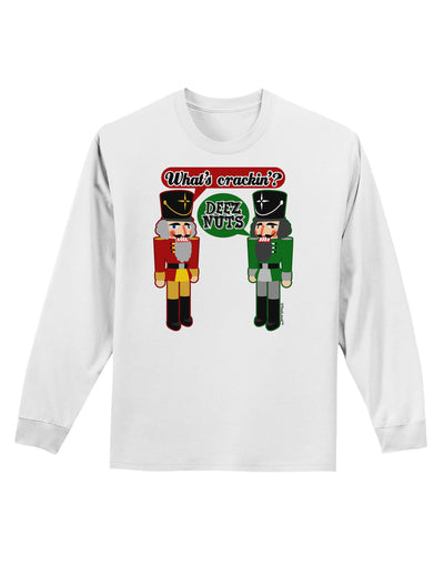 Whats Crackin - Deez Nuts Adult Long Sleeve Shirt by-Long Sleeve Shirt-TooLoud-White-Small-Davson Sales