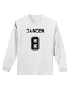 Reindeer Jersey - Dancer 8 Adult Long Sleeve Shirt-Long Sleeve Shirt-TooLoud-White-Small-Davson Sales