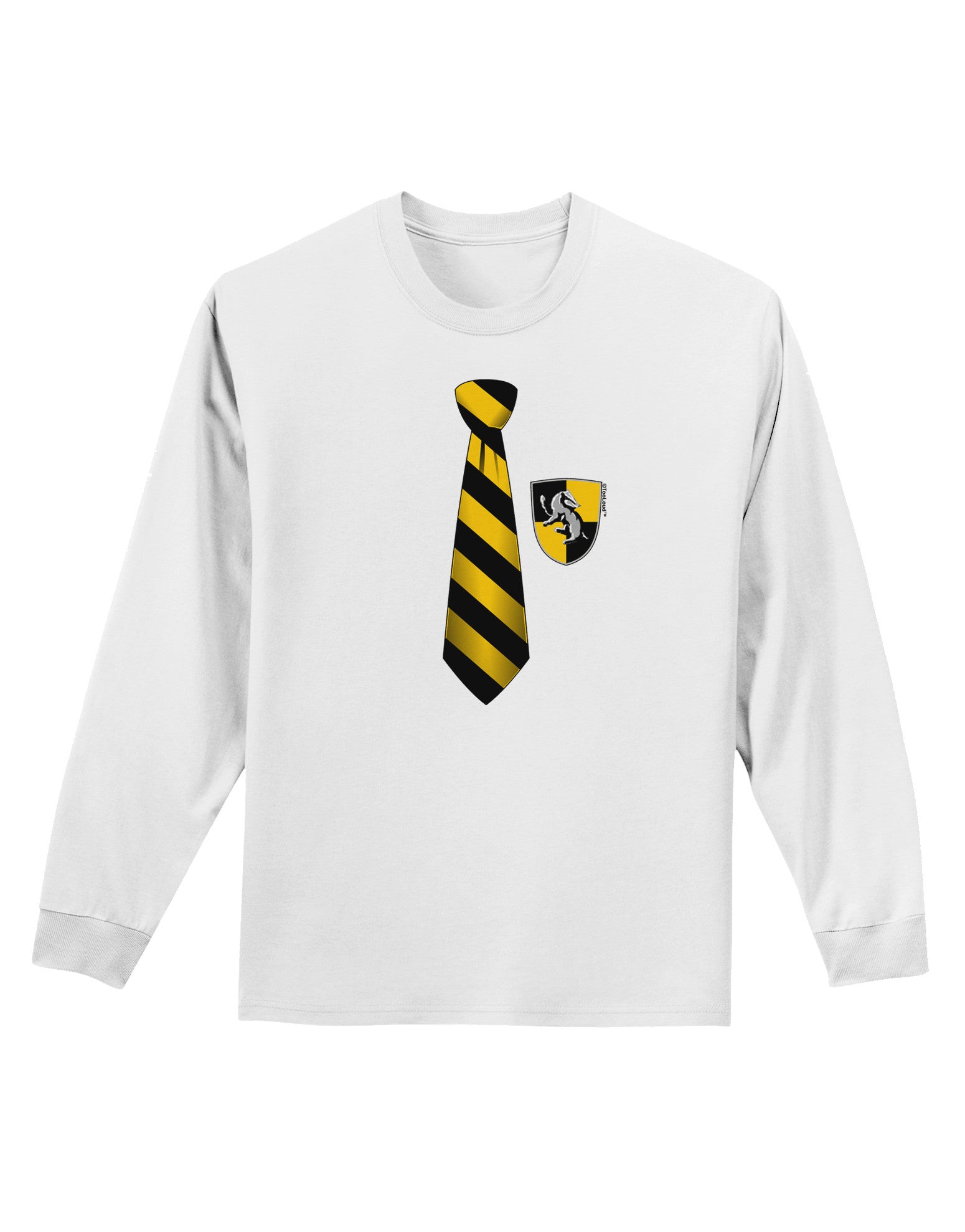 TooLoud Wizard Tie Yellow and Black Adult Long Sleeve Shirt-Long Sleeve Shirt-TooLoud-White-Small-Davson Sales