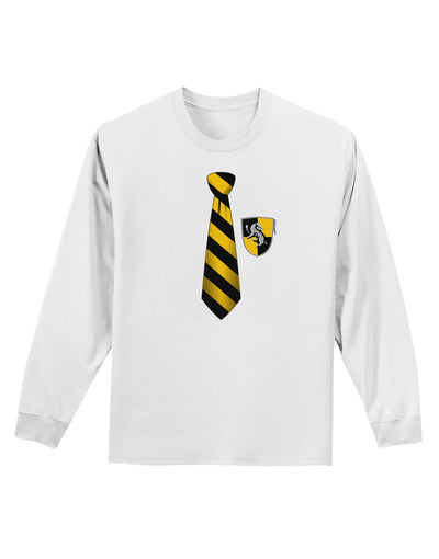 TooLoud Wizard Tie Yellow and Black Adult Long Sleeve Shirt-Long Sleeve Shirt-TooLoud-White-Small-Davson Sales