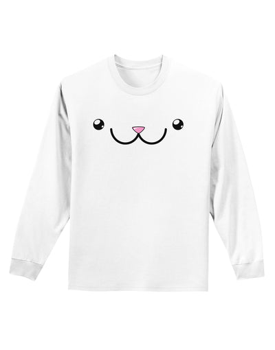 Kyu-T Face - Kawa the Cute Animal Adult Long Sleeve Shirt-Long Sleeve Shirt-TooLoud-White-Small-Davson Sales