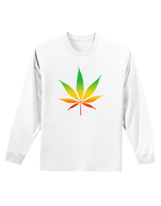 Marijuana Leaf Rastafarian Colors Adult Long Sleeve Shirt-Long Sleeve Shirt-TooLoud-White-Small-Davson Sales