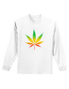 Marijuana Leaf Rastafarian Colors Adult Long Sleeve Shirt-Long Sleeve Shirt-TooLoud-White-Small-Davson Sales