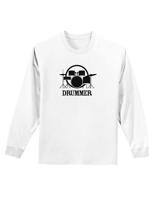 Drummer Adult Long Sleeve Shirt-Long Sleeve Shirt-TooLoud-White-Small-Davson Sales