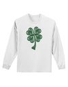 3D Style Celtic Knot 4 Leaf Clover Adult Long Sleeve Shirt-Long Sleeve Shirt-TooLoud-White-Small-Davson Sales