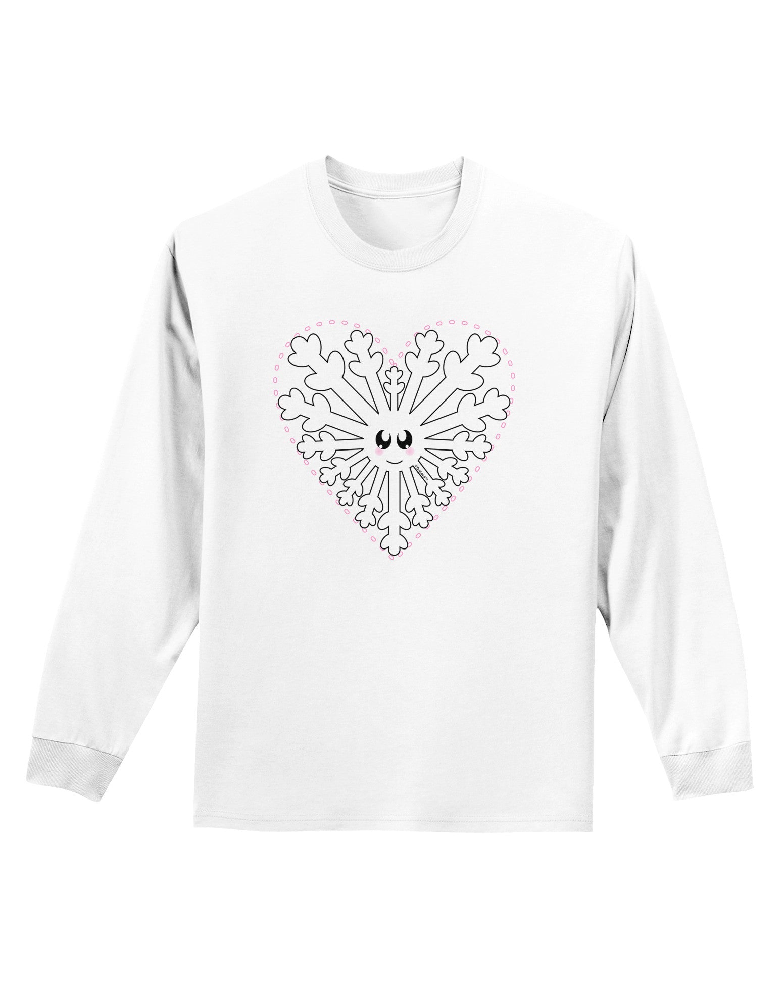 Heart Snowflake Christmas Adult Long Sleeve Shirt-Long Sleeve Shirt-TooLoud-White-Small-Davson Sales