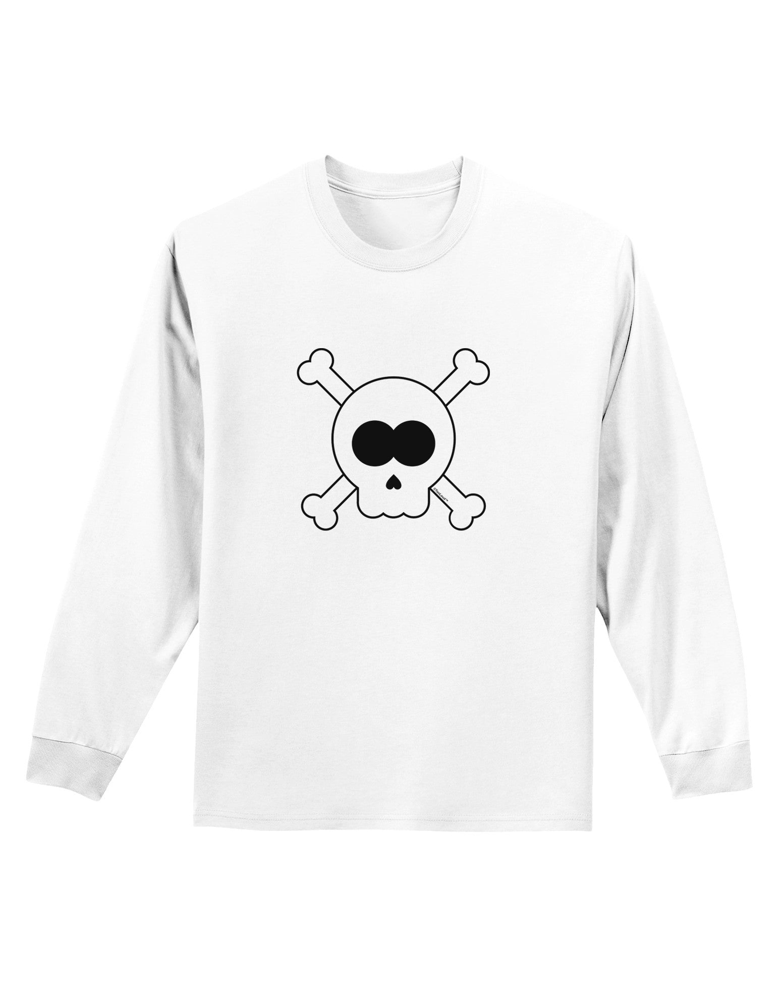 Skull and Crossbones Halloween Adult Long Sleeve Shirt-Long Sleeve Shirt-TooLoud-White-Small-Davson Sales