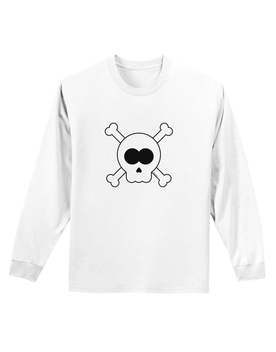 Skull and Crossbones Halloween Adult Long Sleeve Shirt-Long Sleeve Shirt-TooLoud-White-Small-Davson Sales