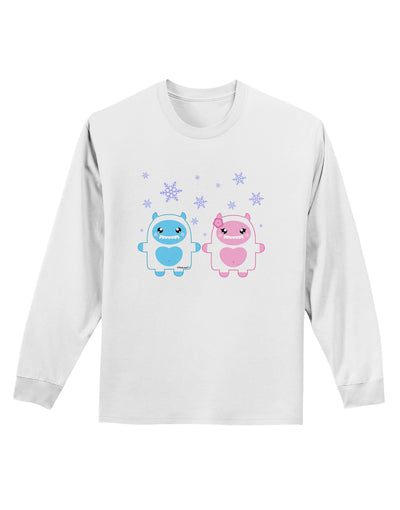 Cute Abominable Snowman Yeti Couple - Christmas Adult Long Sleeve Shirt-Long Sleeve Shirt-TooLoud-White-Small-Davson Sales