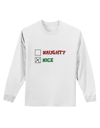 Naughty or Nice Christmas - Nice Adult Long Sleeve Shirt-Long Sleeve Shirt-TooLoud-White-Small-Davson Sales