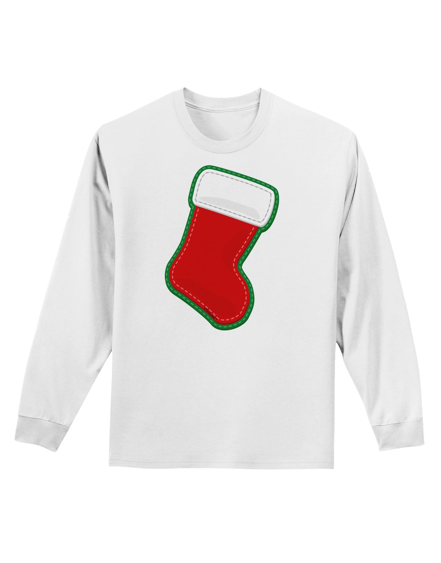 Cute Faux Applique Christmas Stocking Adult Long Sleeve Shirt-Long Sleeve Shirt-TooLoud-White-Small-Davson Sales
