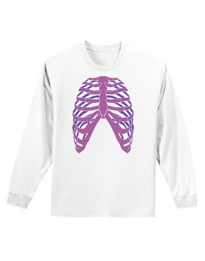 Human Purple Skeleton Bones Ribcage Adult Long Sleeve Shirt-Long Sleeve Shirt-TooLoud-White-Small-Davson Sales