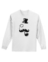 Tophat Mustache Pipe and Monocle Adult Long Sleeve Shirt-Long Sleeve Shirt-TooLoud-White-Small-Davson Sales