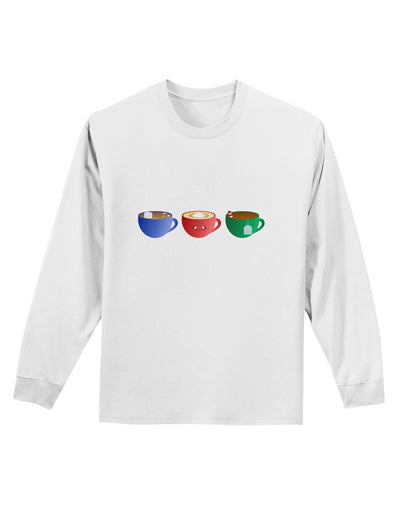 Cute Holiday Drink Set - Christmas Adult Long Sleeve Shirt-Long Sleeve Shirt-TooLoud-White-Small-Davson Sales