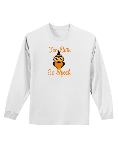 Owl Too Cute Orange Adult Long Sleeve Shirt-Long Sleeve Shirt-TooLoud-White-Small-Davson Sales