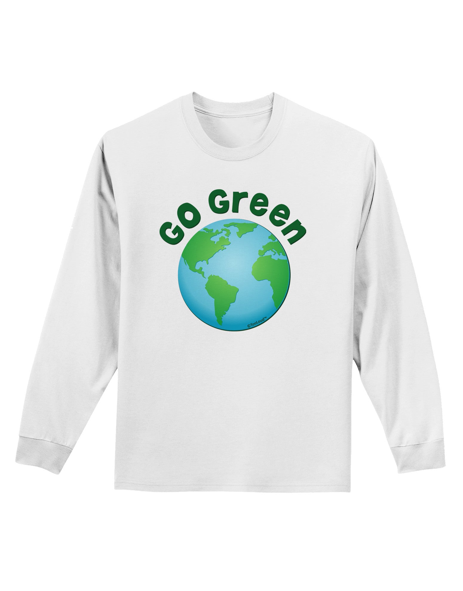 Go Green - Planet Earth Adult Long Sleeve Shirt-Long Sleeve Shirt-TooLoud-White-Small-Davson Sales