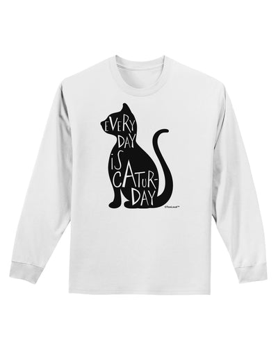 Every Day Is Caturday Cat Silhouette Adult Long Sleeve Shirt by TooLoud-Long Sleeve Shirt-TooLoud-White-Small-Davson Sales