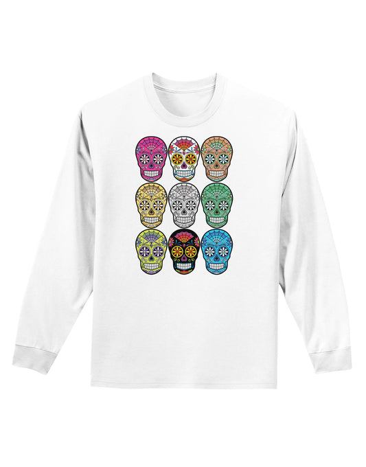 Dia de los Muertos Calaveras Sugar Skulls Adult Long Sleeve Shirt-Long Sleeve Shirt-TooLoud-White-Small-Davson Sales