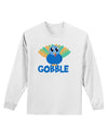 Cute Gobble Turkey Blue Adult Long Sleeve Shirt-Long Sleeve Shirt-TooLoud-White-Small-Davson Sales