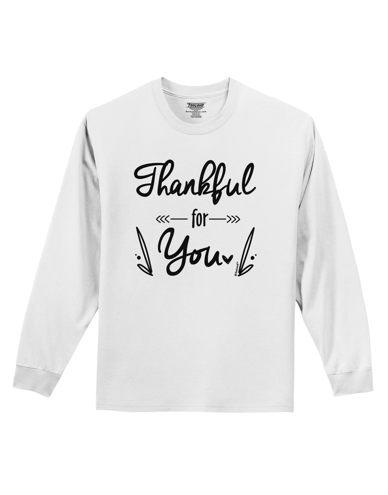 Thankful for you Adult Long Sleeve Shirt-Long Sleeve Shirt-TooLoud-White-Small-Davson Sales