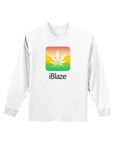 iBlaze Logo - Marijuana Leaf Adult Long Sleeve Shirt-Long Sleeve Shirt-TooLoud-White-Small-Davson Sales